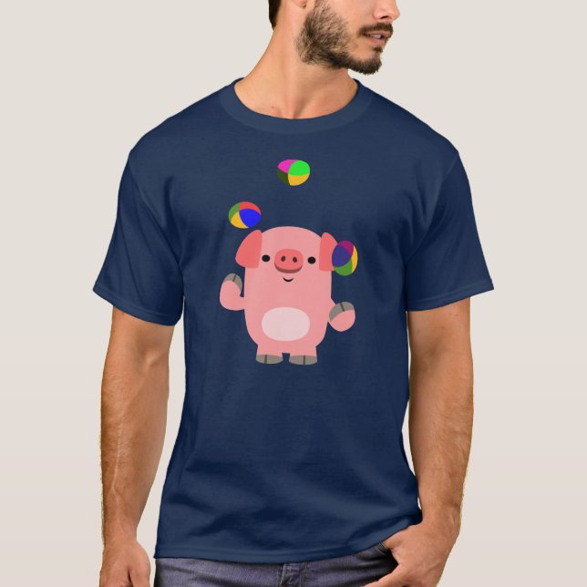 Camiseta de cerdo de dibujos animados jugando mala (Anverso)