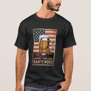 Camiseta de cerveza con bandera de EE. UU. en apoy