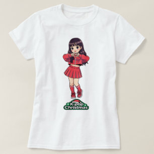Camiseta de chica con corazón de Navidad K-Pop