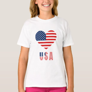 Camiseta de chica con diseño de corazón con bander