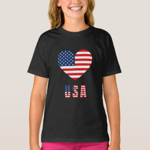 Camiseta de chica con diseño de corazón con bander