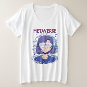 Camiseta de chica de anime con gafas de realidad v