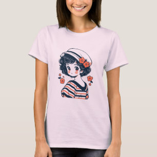 Camiseta de Chica de anime de época