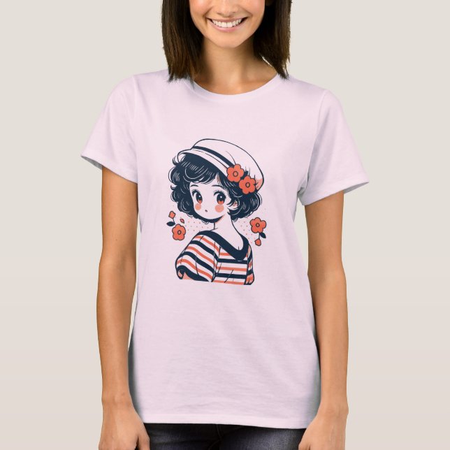 Camiseta de Chica de anime de época (Anverso)