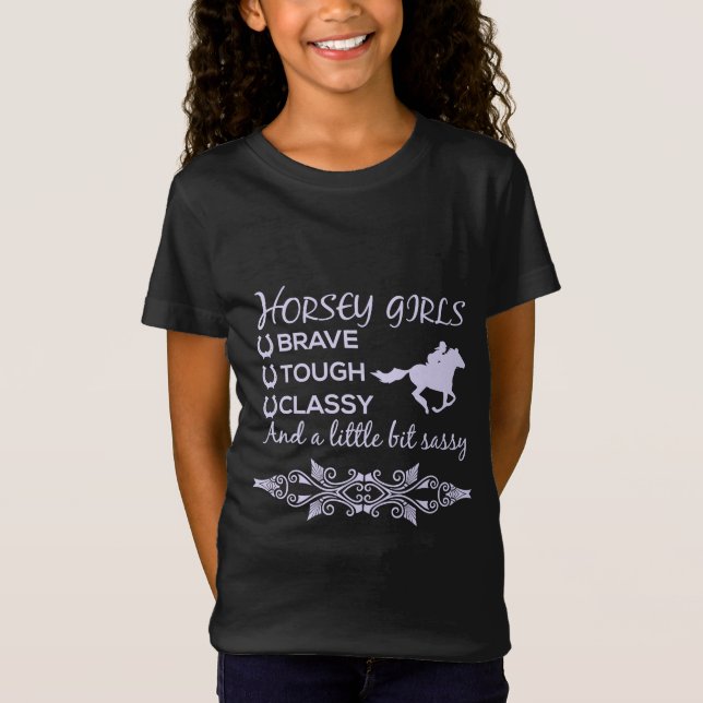 Camiseta de chica de caballo valiente y elegante (Anverso)