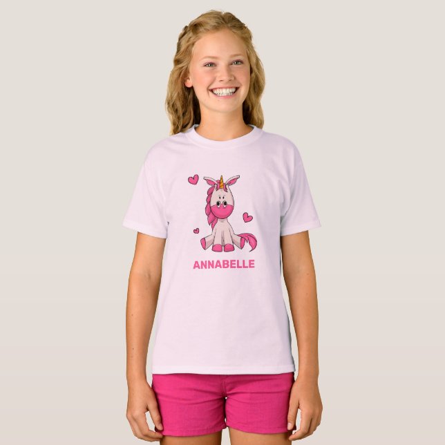 Camiseta De Chica De Cumpleaños De Unicornio De Co (Anverso completo)