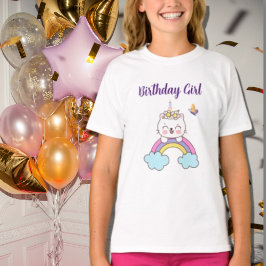 Camiseta de chica de cumpleaños de unicornio lindo