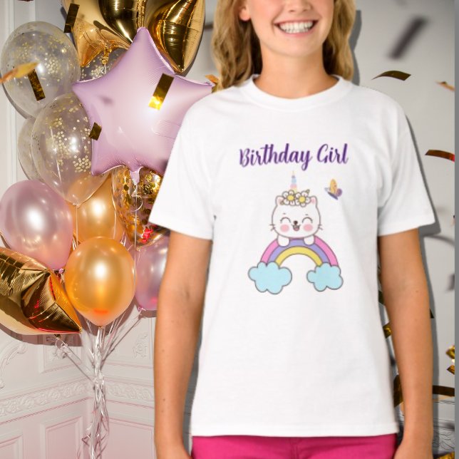 Camiseta de chica de cumpleaños de unicornio lindo (Subido por el creador)