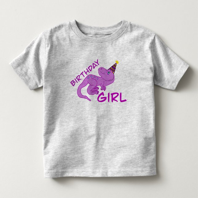 Camiseta de chica de cumpleaños t-Rex de dinosauri (Anverso)
