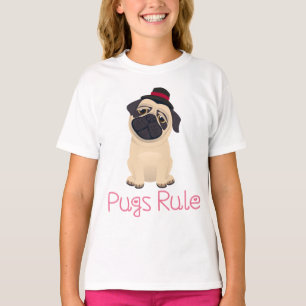 Camiseta de chica de dibujos animados de perro pug