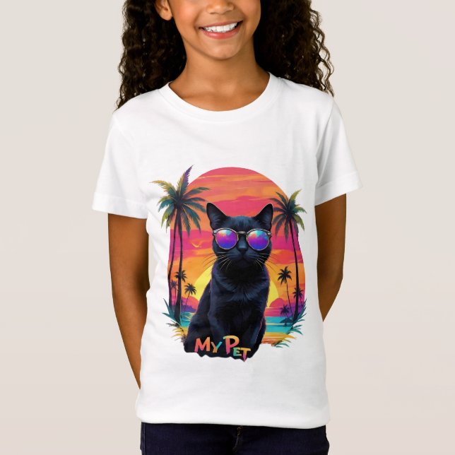 Camiseta de Chica de gato negro (Anverso)