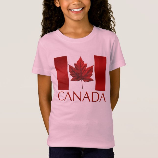 Camiseta de Chica de la bandera de Canadá niños de (Anverso)