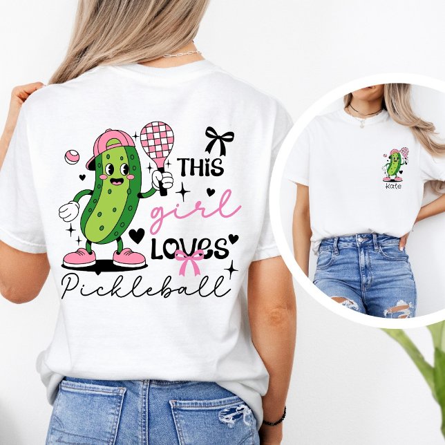 Camiseta de chica de pickleball Coquette con nombr (Subido por el creador)