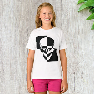 Camiseta De Chicas De Calavera Negra Y Blanca