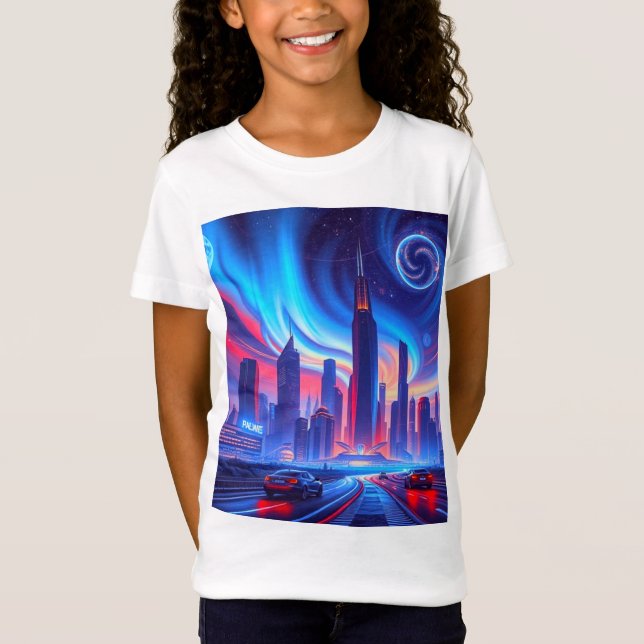 Camiseta de Chicas de Ciudad Futurista (Anverso)