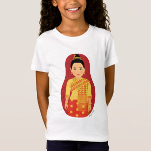 Camiseta de Chicas de Laotian (Rojo) Matryoshka