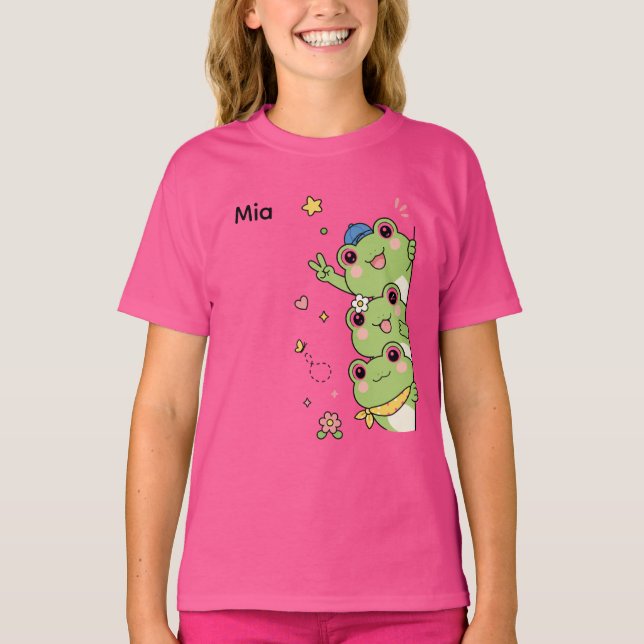 Camiseta de chicas estéticas ranas lindas (Anverso)
