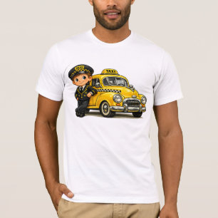Camiseta de chico conductor de taxi retro con coch