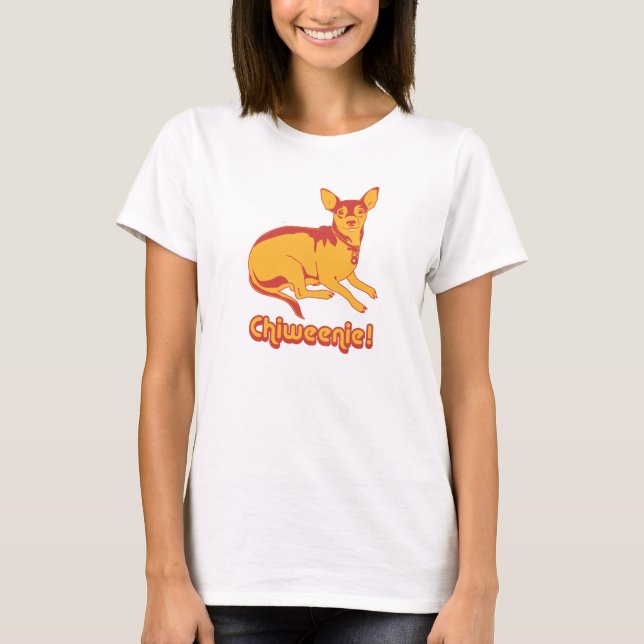 Camiseta de Chiweenie - arte pop - rojo y oro - (Anverso)