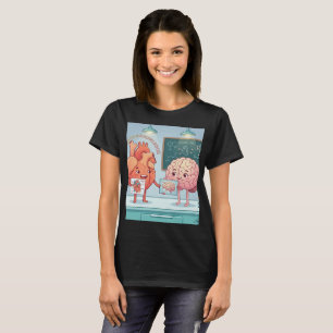 Camiseta de ciencia del corazón y cerebro lindo