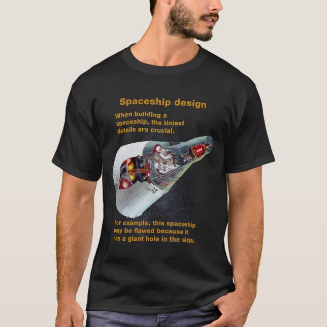 Camiseta de ciencia falsa - Diseño de nave espacia (Anverso)