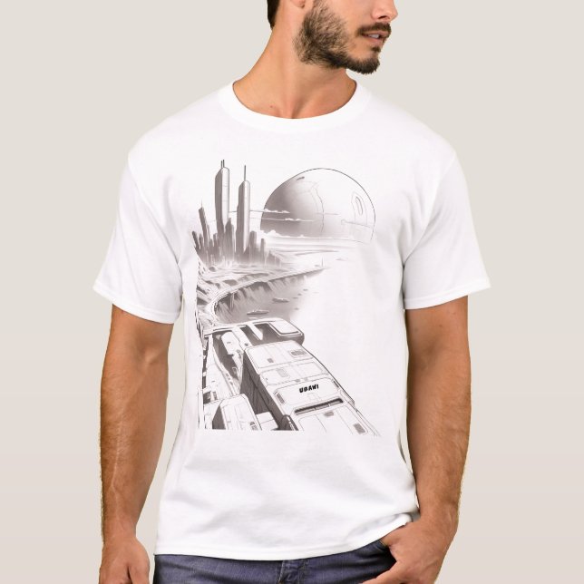 Camiseta de ciencia ficción que recorre el frente  (Anverso)