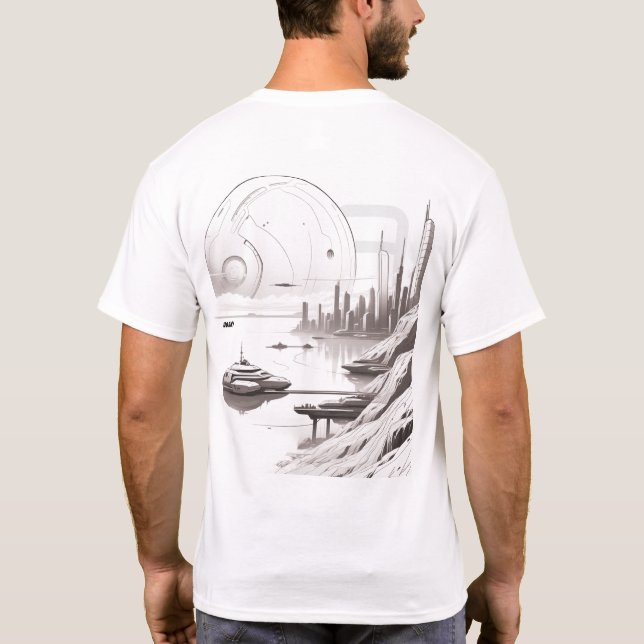 Camiseta de ciencia ficción que recorre el univers (Reverso)