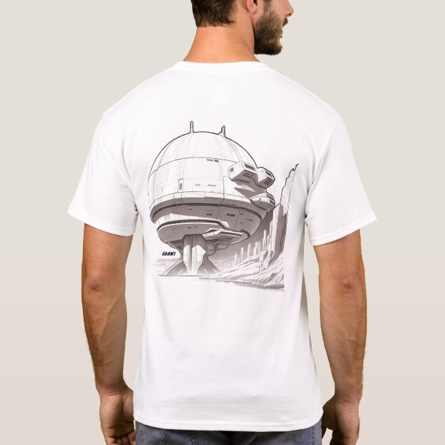 Camiseta de ciencia ficción que recorre el univers (Reverso)