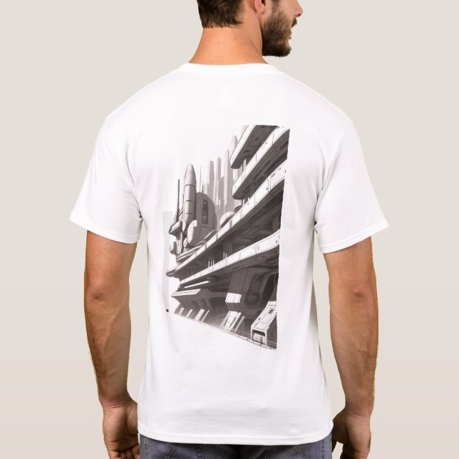 Camiseta de ciencia ficción que recorre el Univers (Reverso)