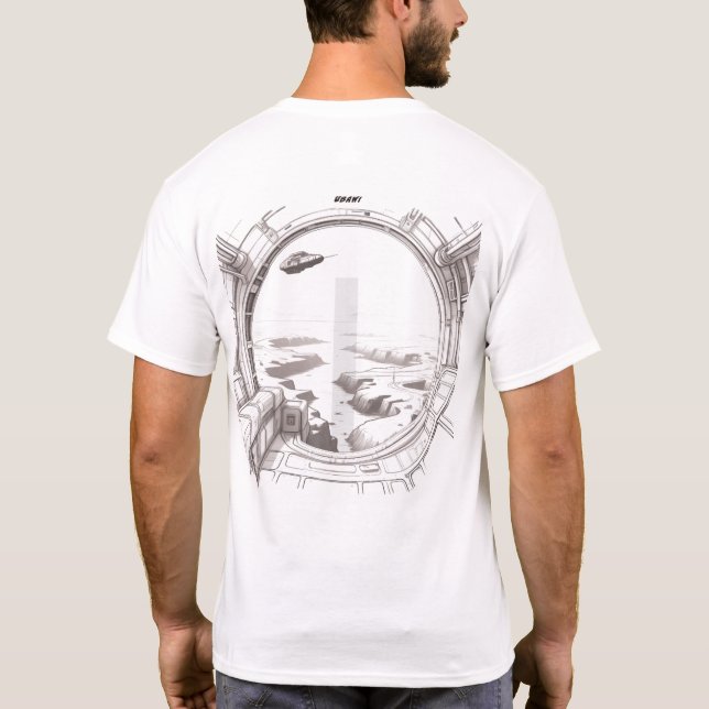 Camiseta de ciencia ficción que recorre el univers (Reverso)