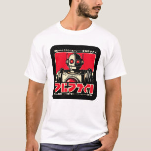 Camiseta de ciencia ficción robot de época