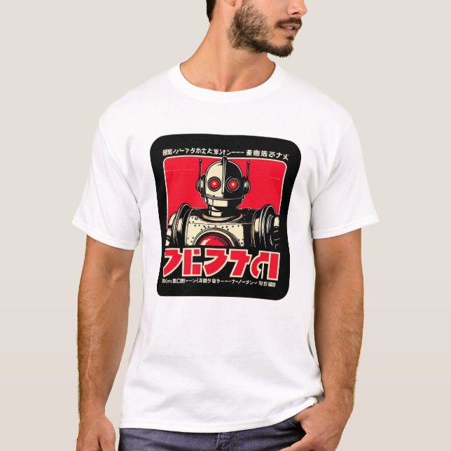 Camiseta de ciencia ficción robot de época (Anverso)