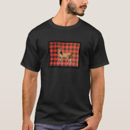 Camiseta de ciervo a cuadros rojo búfalo