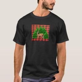 Camiseta de Ciervo de Bosque Navideño de Cuadros d