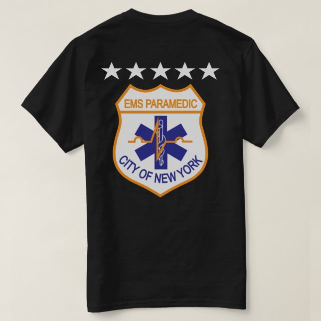 camiseta de cinco estrellas del paramédico (Reverso del diseño)
