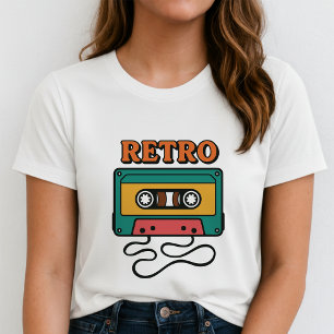 Camiseta de cinta de casete RETRO; puesta de sol d