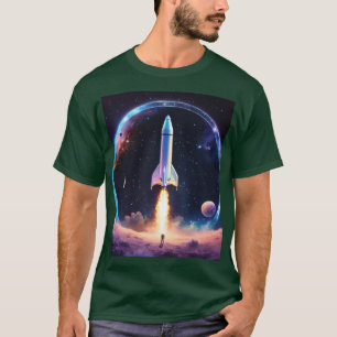 Camiseta de Círculo de Cohete Holográfico en el Es