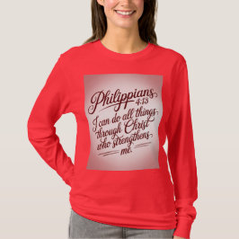 Camiseta de cita de la Biblia de Filipenses en roj