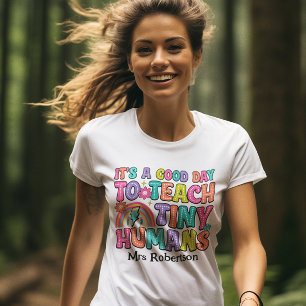 Camiseta de cita retro colorida para maestro