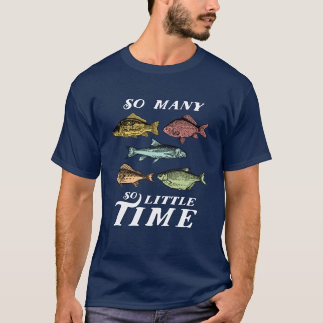 Camiseta de citas de pesca divertida muchos pescan (Anverso)