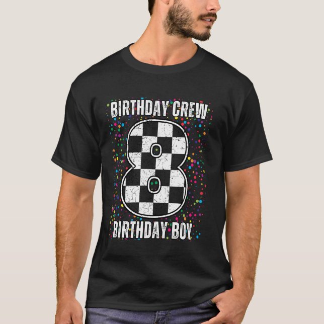 Camiseta de coche de carreras de 8º cumpleaños, ba (Anverso)