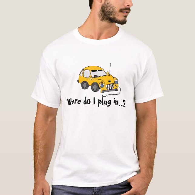 Camiseta de coche eléctrico amarillo... (Anverso)