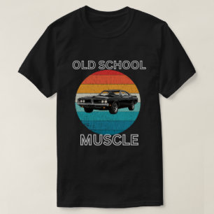 Camiseta de coche muscular retro de la vieja escue