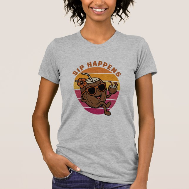 Camiseta de Coco Sip Happens – Divertido Verano Tr (Anverso)