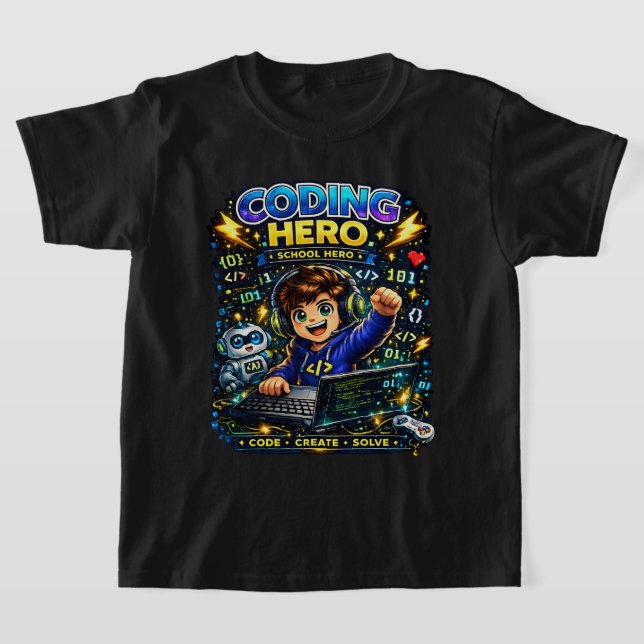 Camiseta de codificación para niños | Héroe de cod (Distribución)