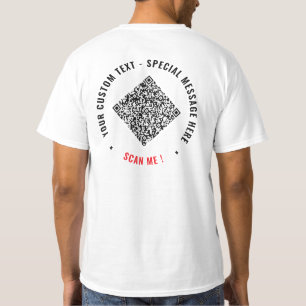 Camiseta de código QR con texto personalizado de e