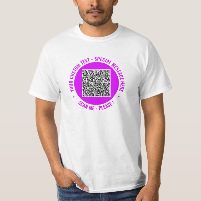 Camiseta de código QR con texto Personalizado y su (Anverso)