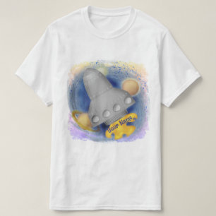 Camiseta de cohete gris