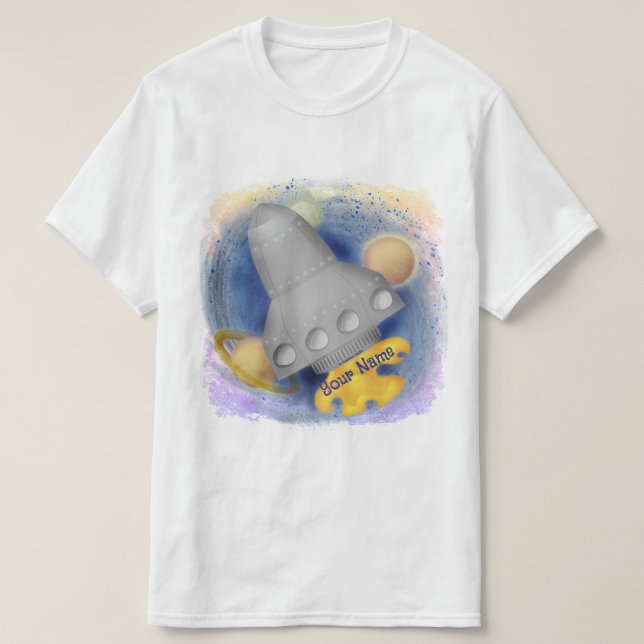 Camiseta de cohete gris (Diseño del anverso)