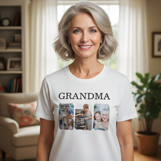 Camiseta de collage de 3 fotos de la abuela, famil